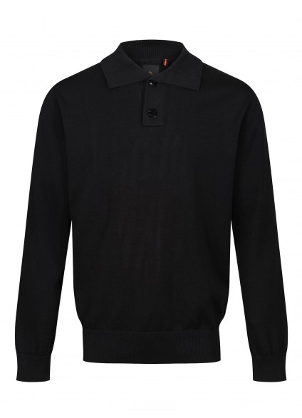 Luke 1977 Fairbanks Long Sleeve Knitted Polo - Black