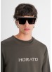 ANTONY MORATO RELAXED FIT SWEATSHIRT WITH RUBBERISED LOGO - DARK OLIVE GREEN