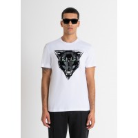 ANTONY MORATO REGULAR FIT T-SHIRT WITH PANTHER PRINT - WHITE