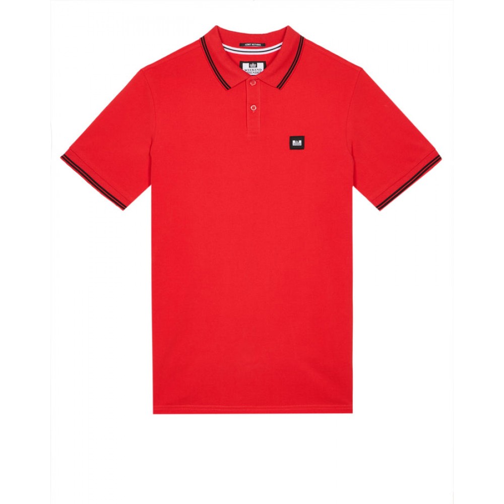 Weekend Offender Farina Polo Shirt - Cayenne Red/Black