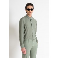 ANTONY MORATO NAPLES REGULAR FIT SHIRT IN VISCOSE BLEND FABRIC WITH SOFT HAND - SAGE GREEN