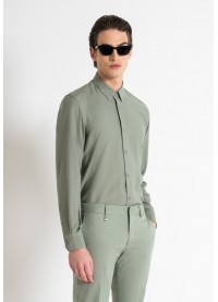 ANTONY MORATO NAPLES REGULAR FIT SHIRT IN VISCOSE BLEND FABRIC WITH SOFT HAND - SAGE GREEN