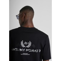 ANTONY MORATO RELAXED-FIT T-SHIRT IN COTTON JERSEY WITH MARBLE-EFFECT PRINT - BLACK