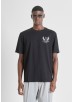 ANTONY MORATO RELAXED-FIT T-SHIRT IN COTTON JERSEY WITH MARBLE-EFFECT PRINT - BLACK