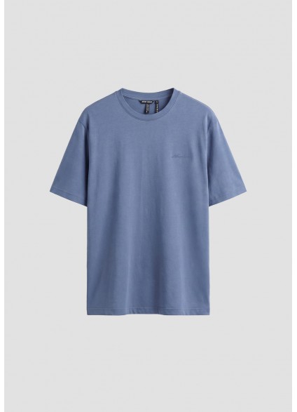 ANTONY MORATO SUPER SLIM FIT ROUND NECK T-SHIRT IN STRETCH MODAL COTTON - CHINA BLUE