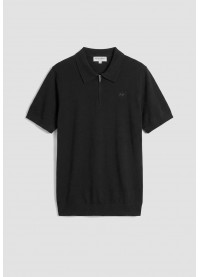 ANTONY MORATO REGULAR-FIT SHORT-SLEEVED POLO SHIRT IN A SOFT COTTON BLEND WITH ZIP AND PRINT - BLACK
