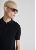 ANTONY MORATO REGULAR-FIT SHORT-SLEEVED POLO SHIRT IN A SOFT COTTON BLEND WITH ZIP AND PRINT - BLACK