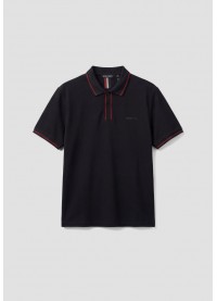ANTONY MORATO REGULAR FIT COTTON PIQUÉ POLO SHIRT WITH PRINT - BLACK/RED