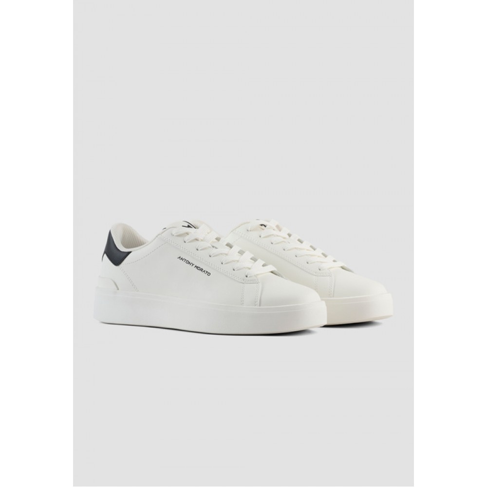 ANTONY MORATO "TRAVIS" TRAINERS IN FAUX LEATHER - WHITE