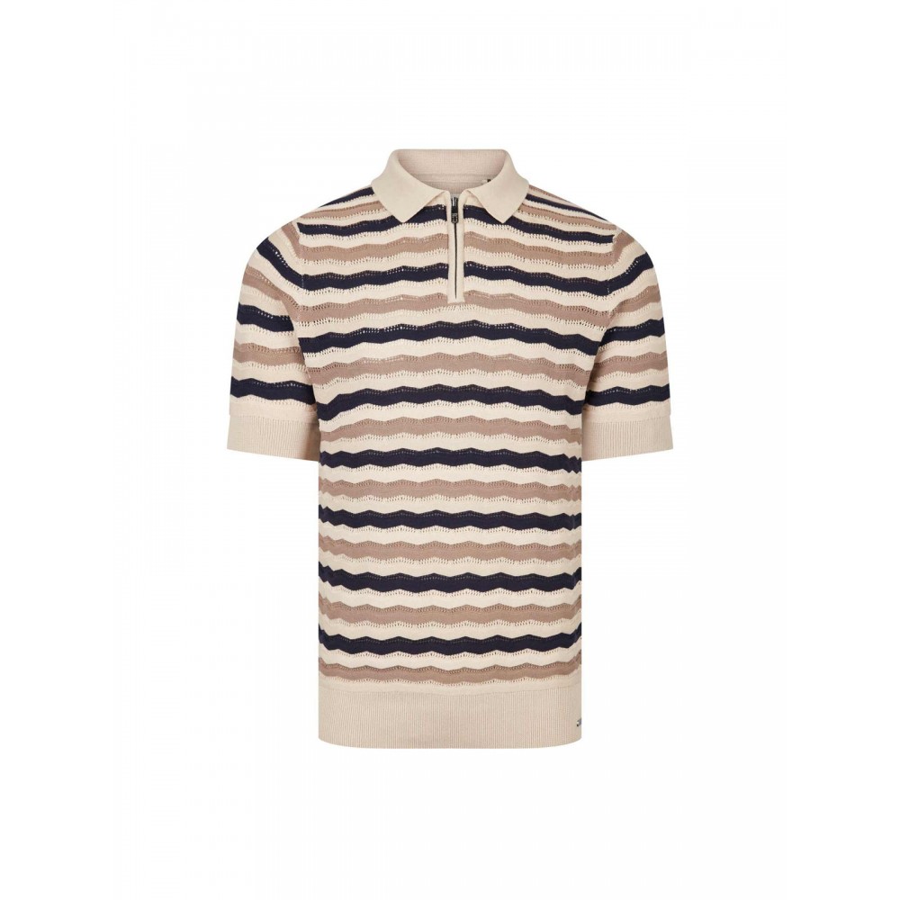 Luke 1977 Maughold Textured Knit Polo - Dark Navy
