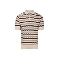 Luke 1977 Maughold Textured Knit Polo - Dark Navy