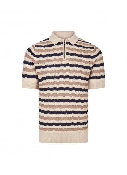Luke 1977 Maughold Textured Knit Polo - Dark Navy