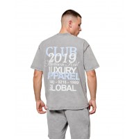 Madison Kohl MK Club Oversized T-Shirt - Washed Grey / Placid Blue