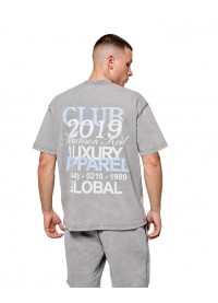 Madison Kohl MK Club Oversized T-Shirt - Washed Grey / Placid Blue