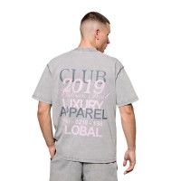 Madison Kohl MK Club Oversized T-Shirt - Washed Grey / Transcendant Pink