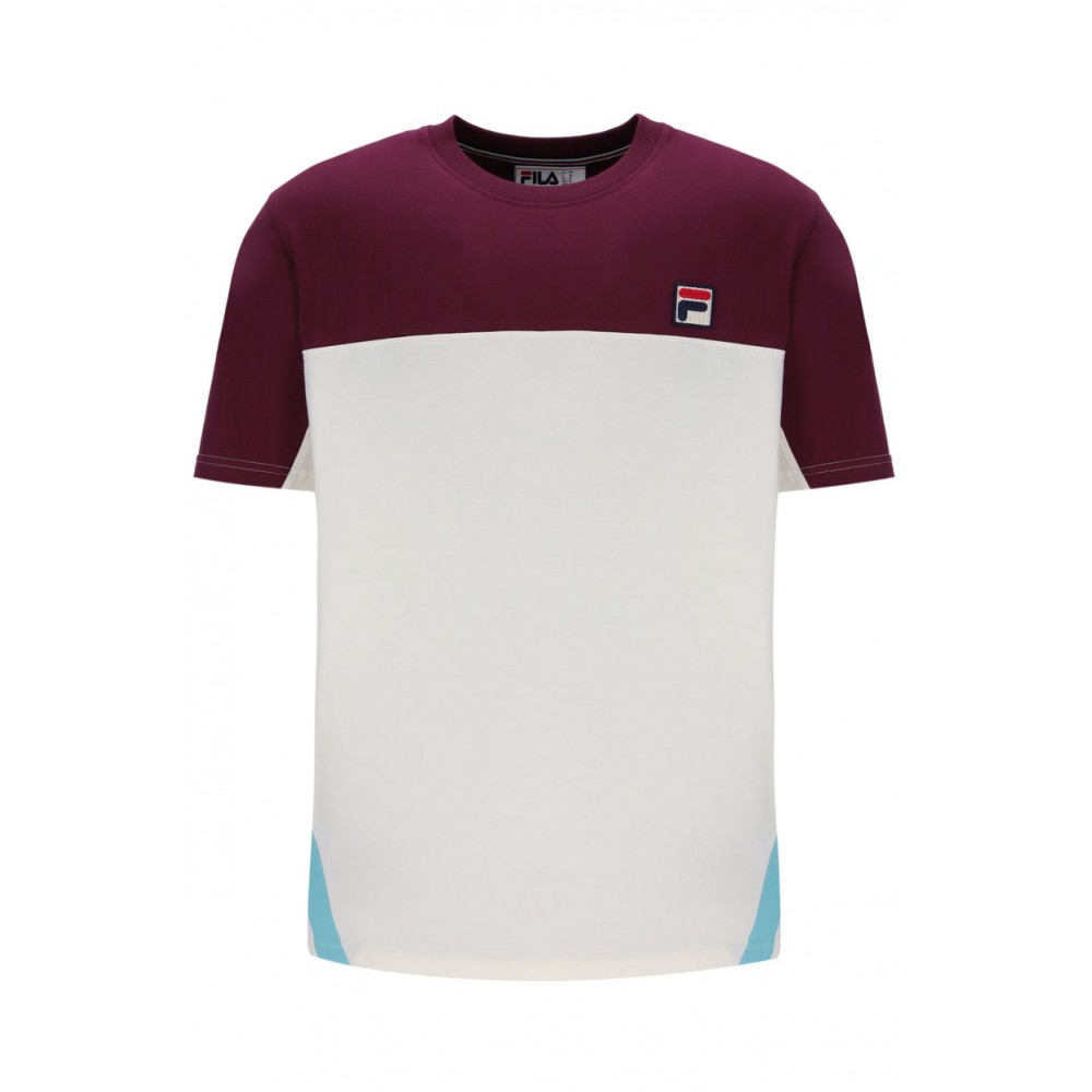 FILA TIEBREAKER TEE COLOUR BLOCK T-SHIRT - FIG