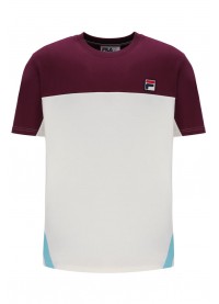 FILA TIEBREAKER TEE COLOUR BLOCK T-SHIRT - FIG