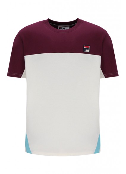 FILA TIEBREAKER TEE COLOUR BLOCK T-SHIRT - FIG