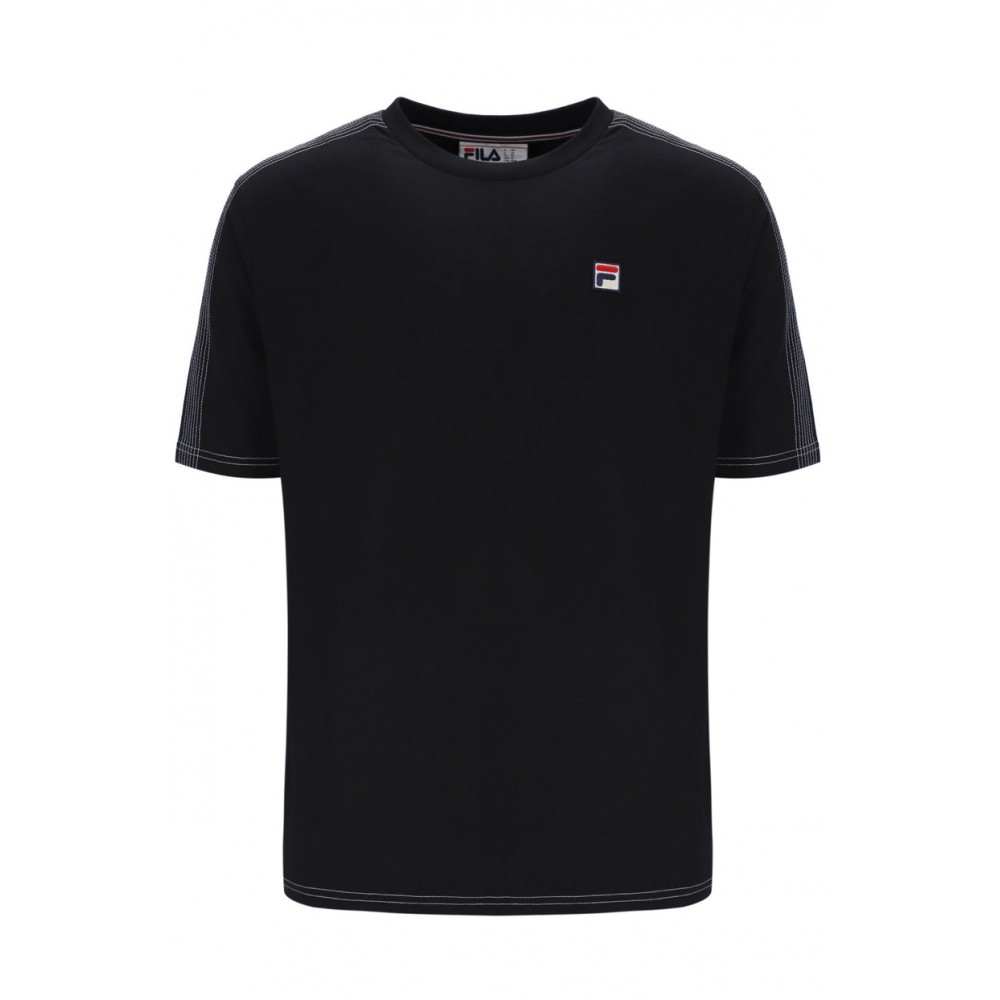 FILA TREY CONTRAST STITCH TEE - BLACK
