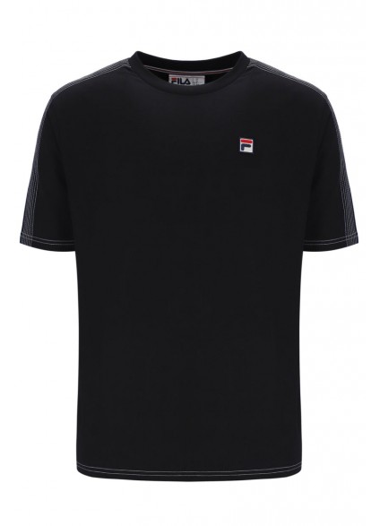 FILA TREY CONTRAST STITCH TEE - BLACK
