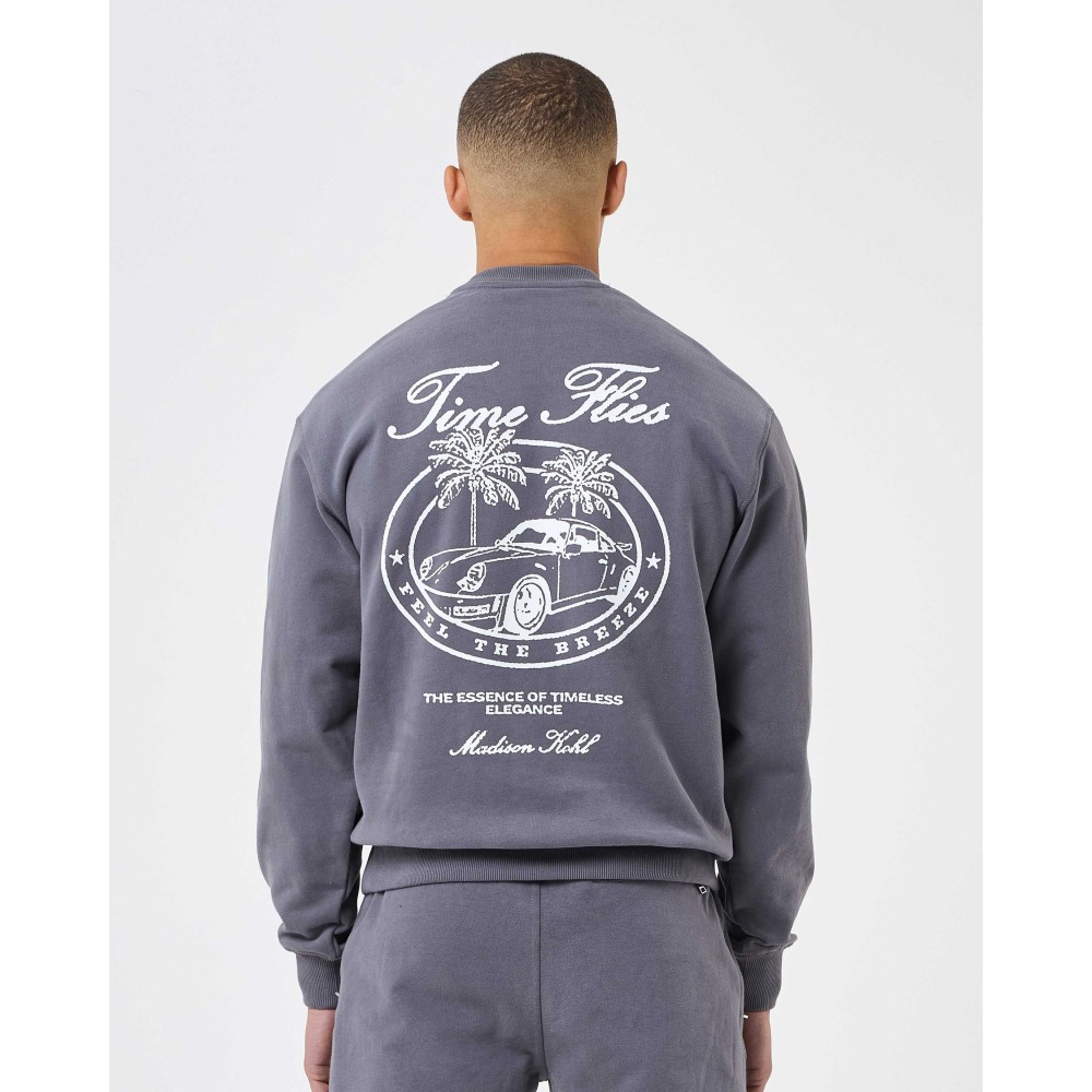 Madison Kohl MK Time Flies Relaxed Crewneck Sweatshirt - Tornado Grey