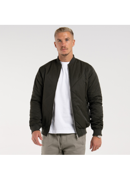 Bee Inspired Knight Quilted Bomber Jacket - Khaki