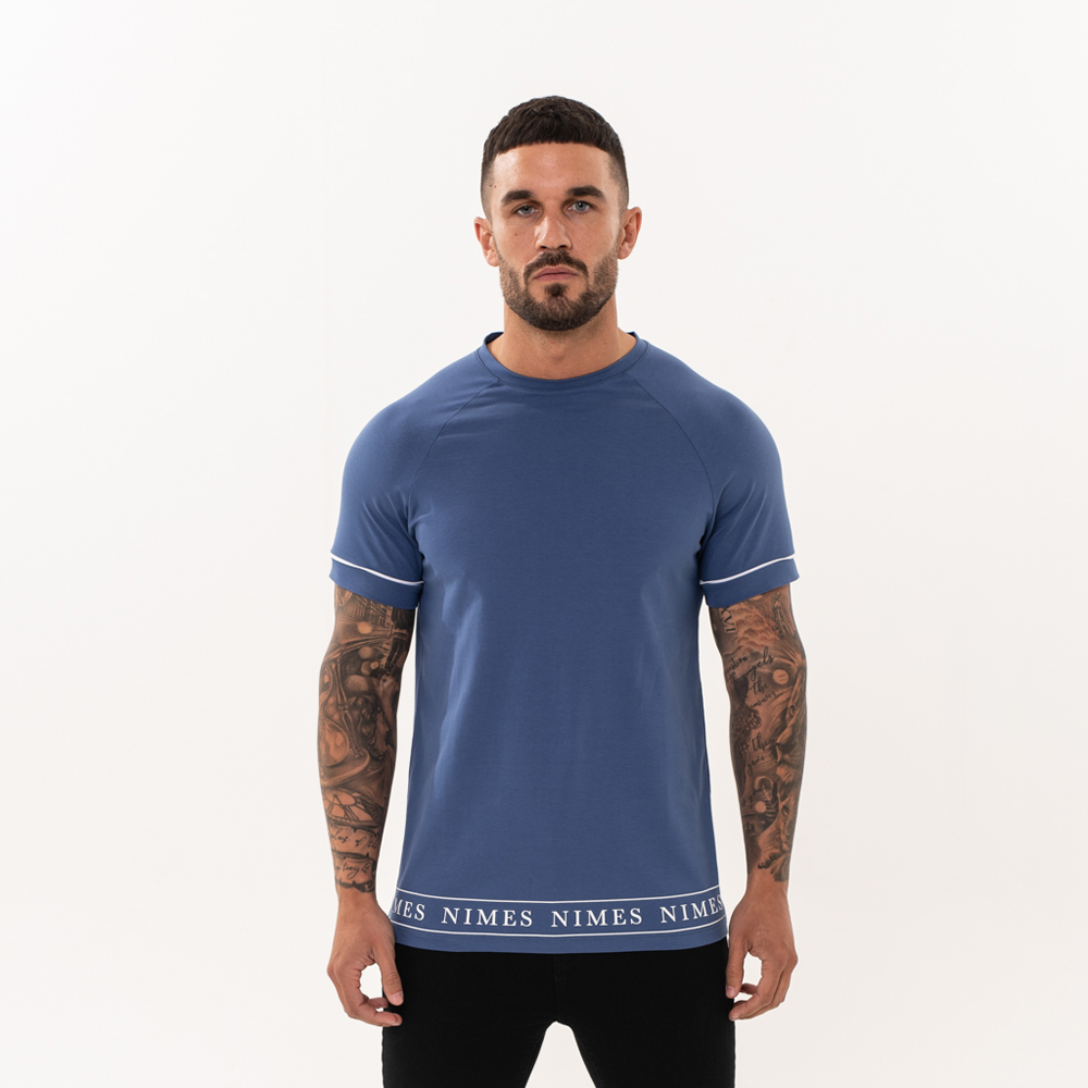 Nimes Branded Hem T-Shirt in Blue