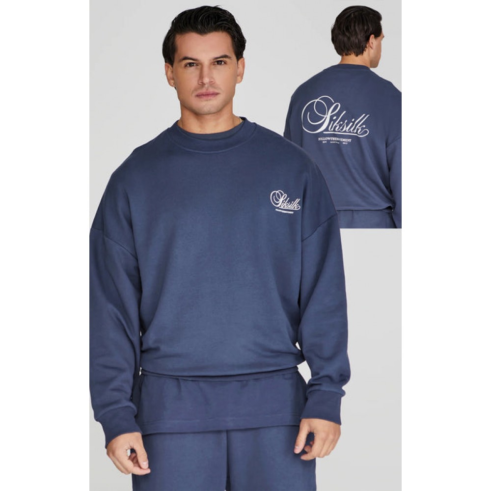 SikSilk Graphic Sweater- Navy