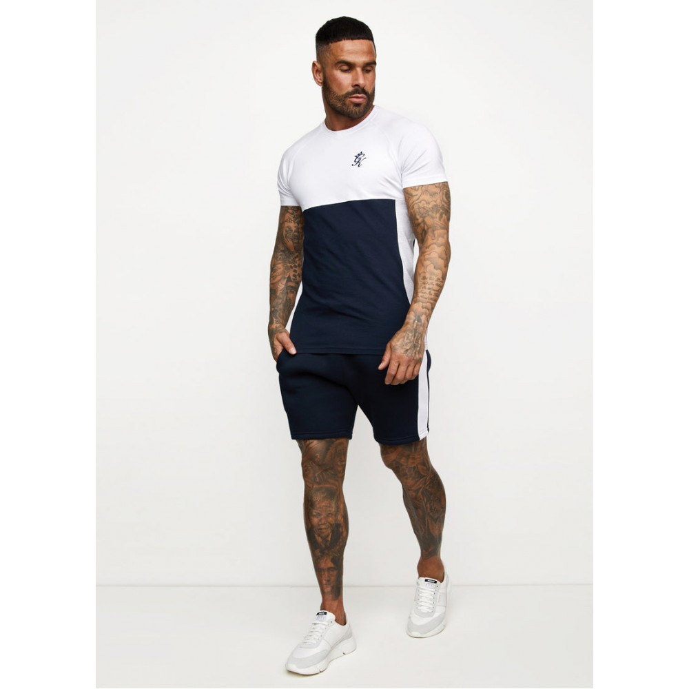 Gym King Contrast Panel T-shirt - Navy/White