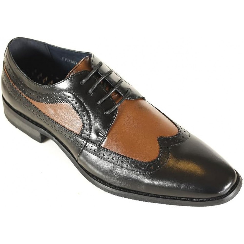 Front Joshua Brogue Shoe - Black/Brown