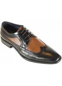 Front Joshua Brogue Shoe - Black/Brown
