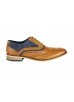 Front Spencer Brogue Shoe - Tan/Navy
