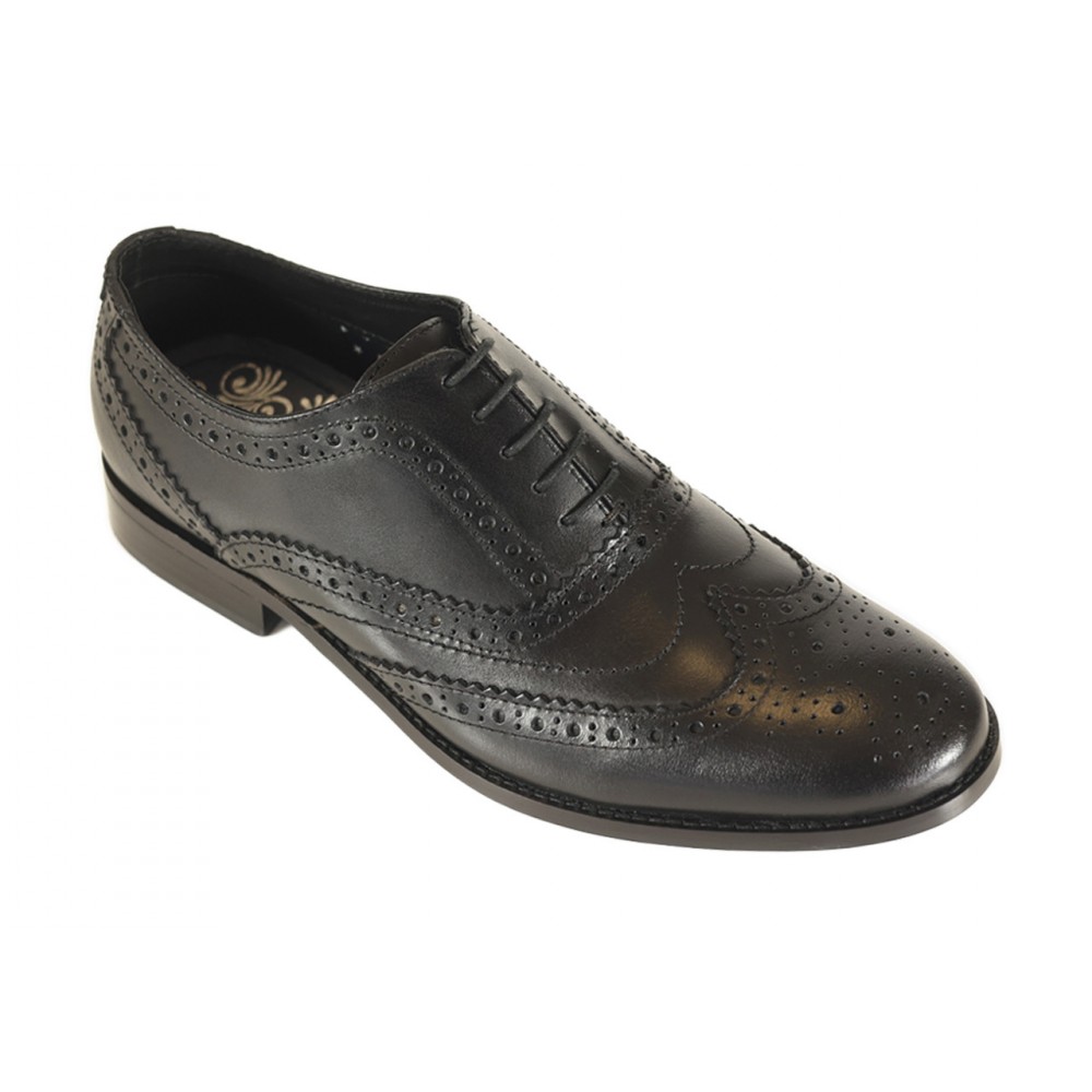 Front Diego Brogue Shoe - Black