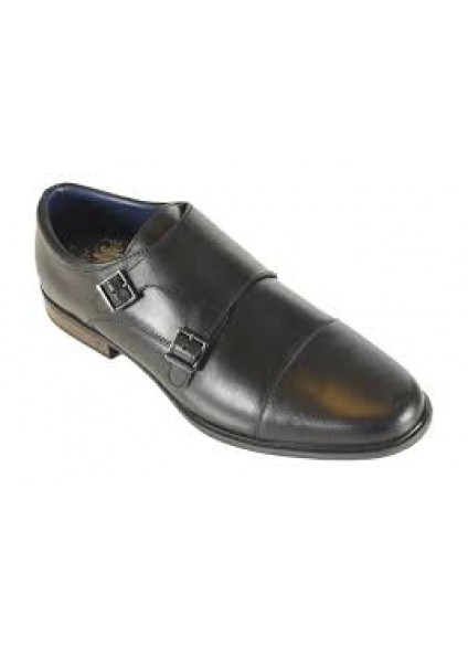 Front Davies Monk Strap Shoe - Black