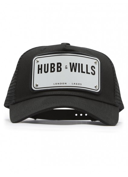 HUBB AND WILLS ALUMINIUM PATCH HAT - BLACK/WHITE