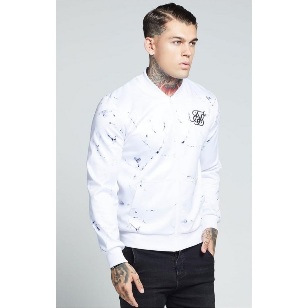 SikSilk Marble Poly Tricot Bomber – Off White